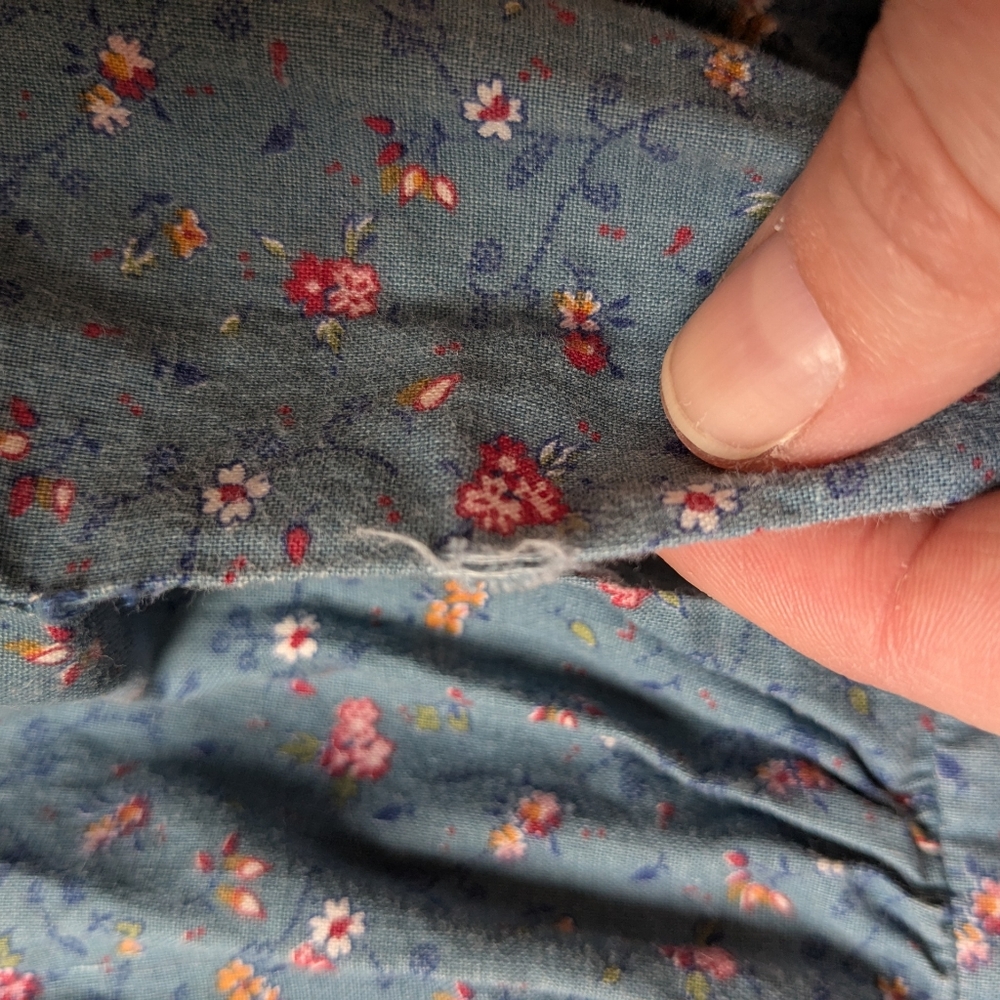 Hand Made Floral Blue Long-Sleeve Dress For Easter Cottage Core - Picture 4 of 6